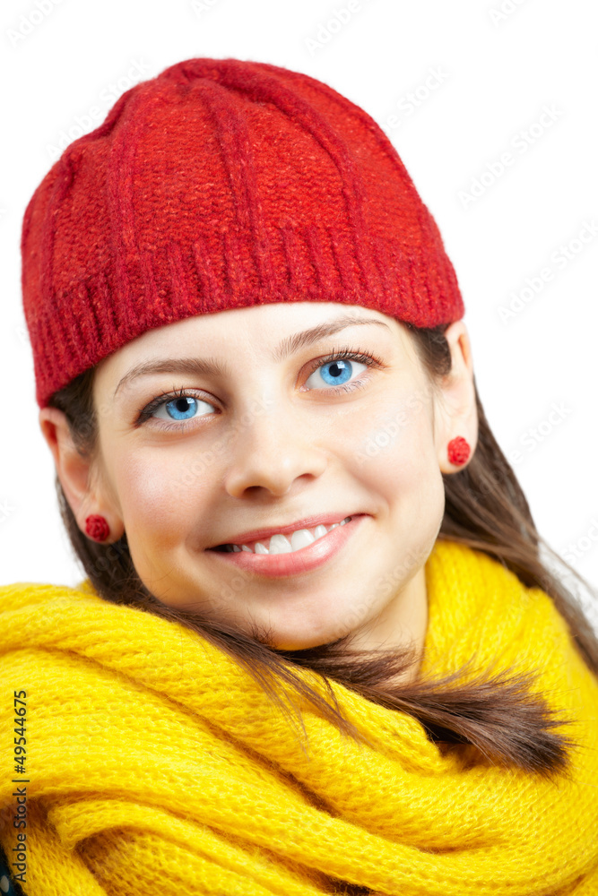 Pretty woman with red hat Pretty woman with red hat