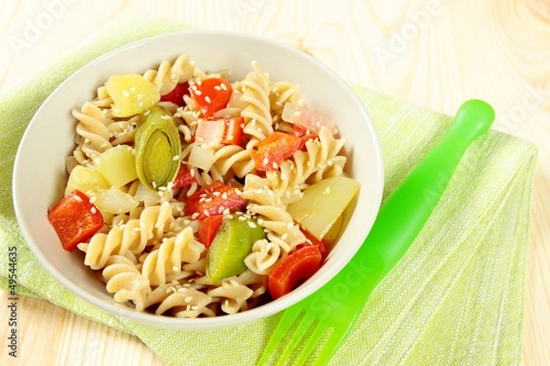 fusilli with stewed vegetables