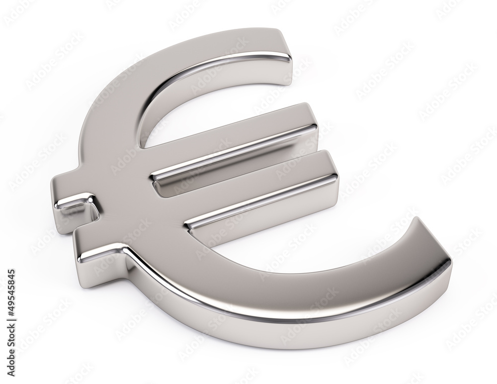 3d Metal euro symbol - 3d render - obrazy, fototapety, plakaty 