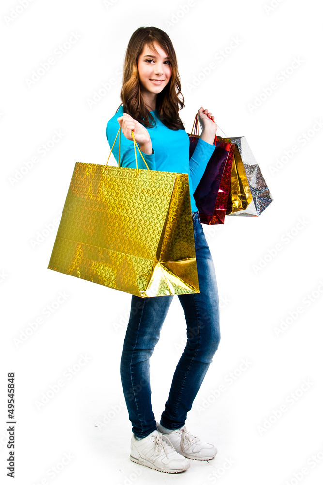 young and beautiful girl with shopping young and beautiful girl with shopping
