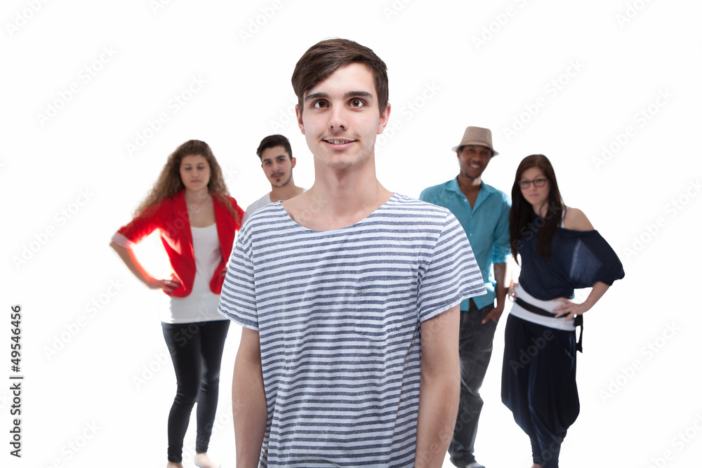 Obraz premium Man Standing In Front Of His Friends