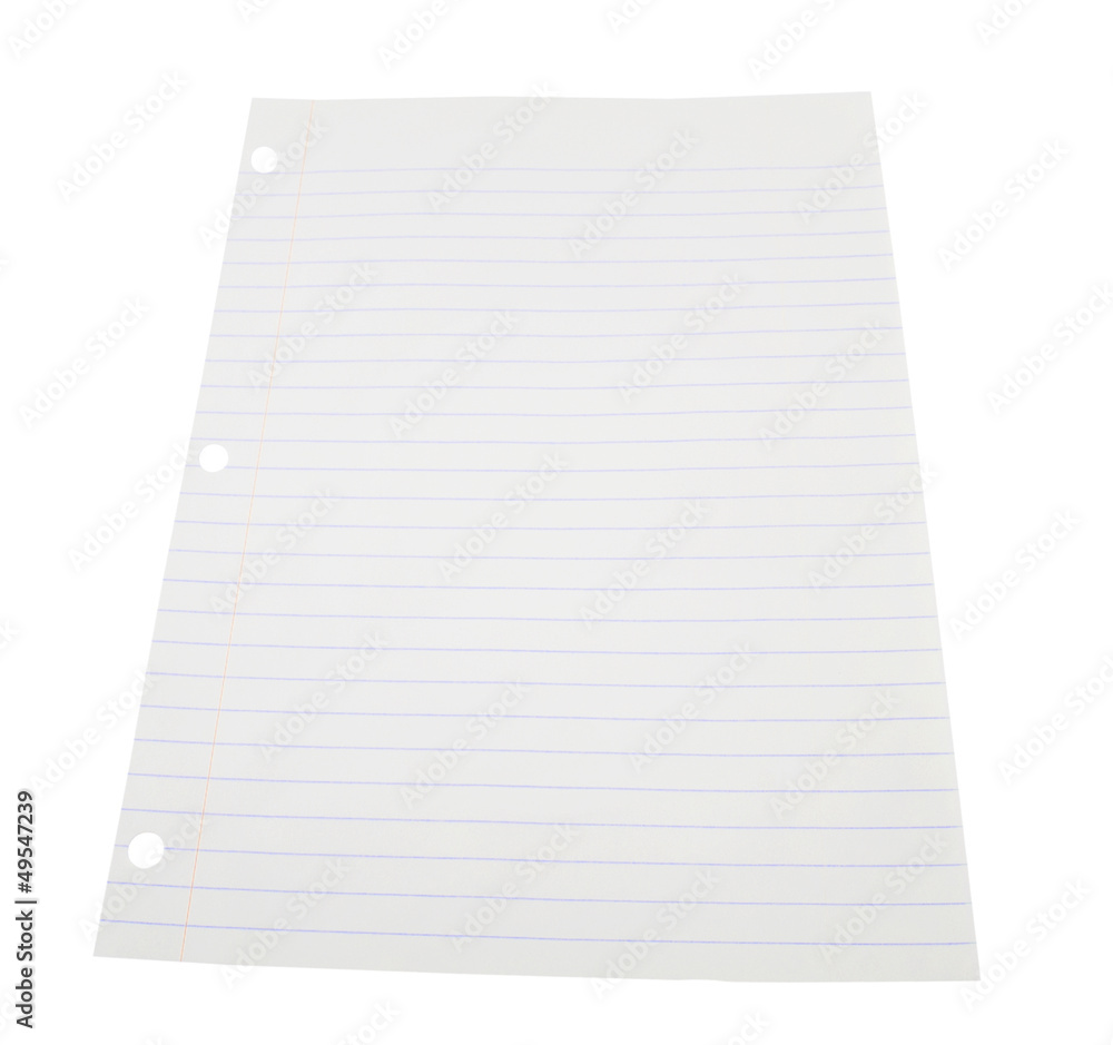 A page ripped off from the notebook isolated on white background A page ripped off from the notebook isolated on white background