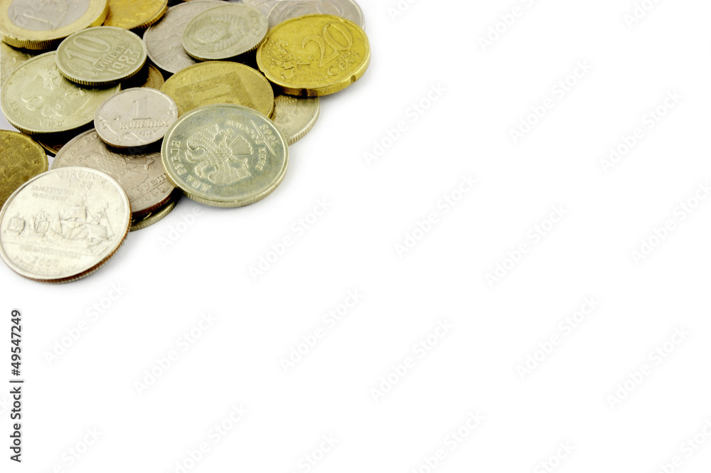 old coins border on white background old coins border on white background