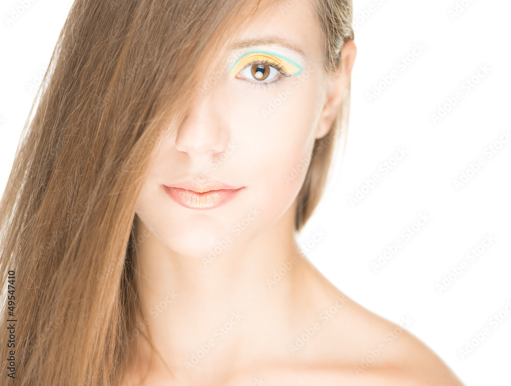 Fototapeta premium Portrait of beautiful sexy girl isolated on white.