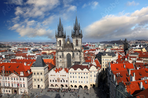 Prague, Old Town Square with Cathedral in Czech Republic