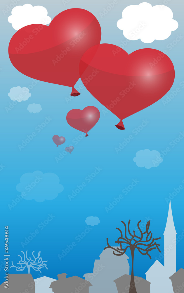 Luftballons Himmel Dorf