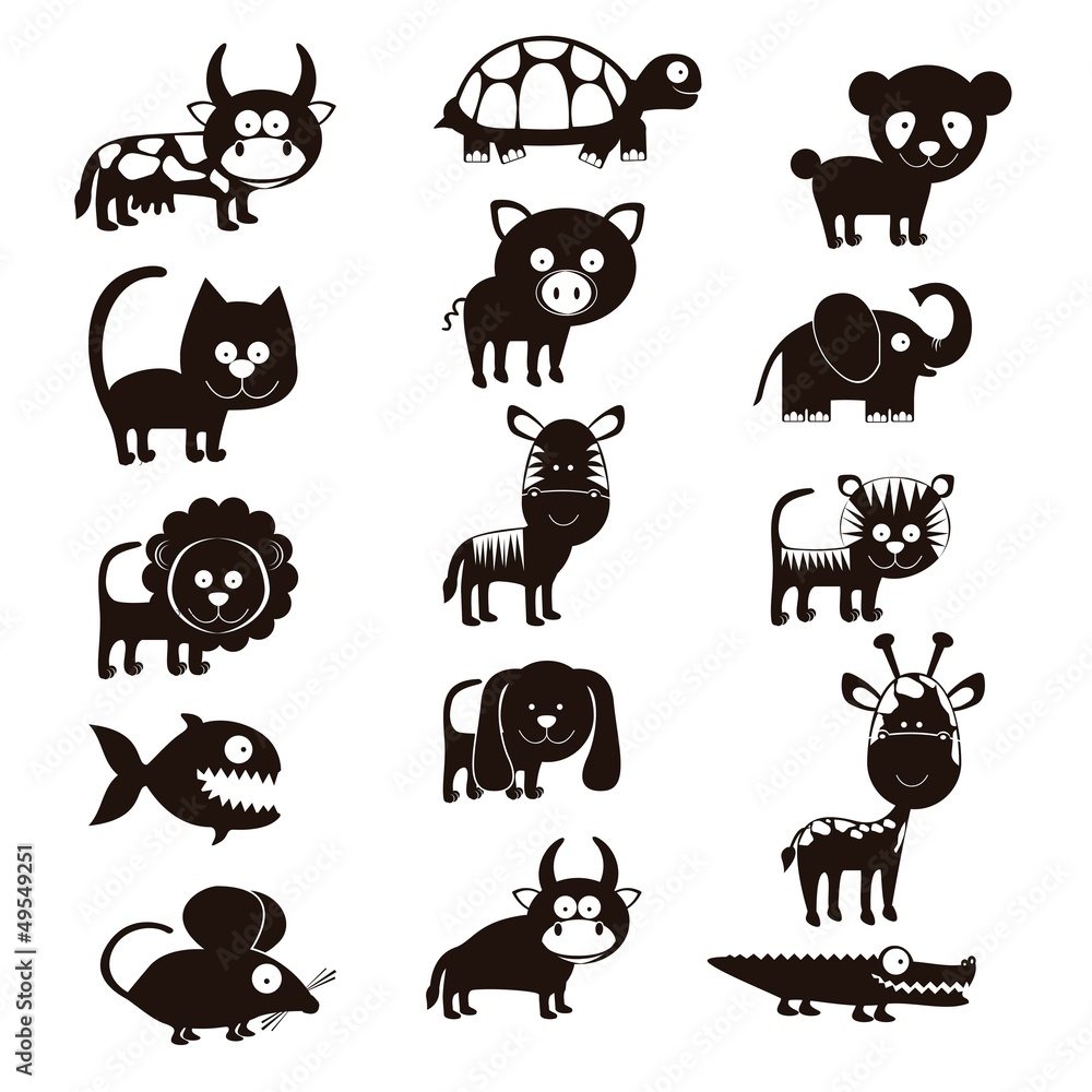 Obraz premium wildlife and farm animals icons
