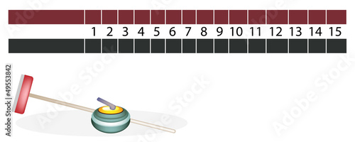 A Curling Scoreboard with Stones and Broom