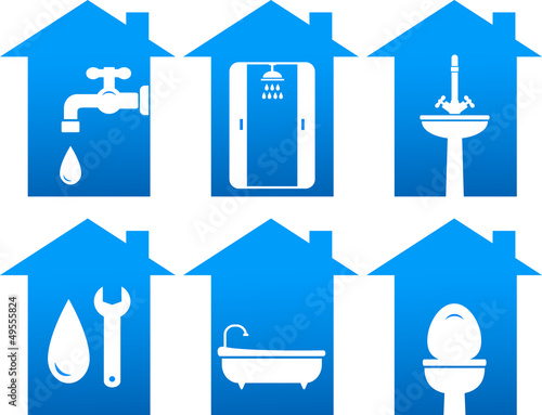 plumbing set of bathroom icons