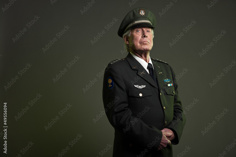 US military general in uniform. Studio portrait.