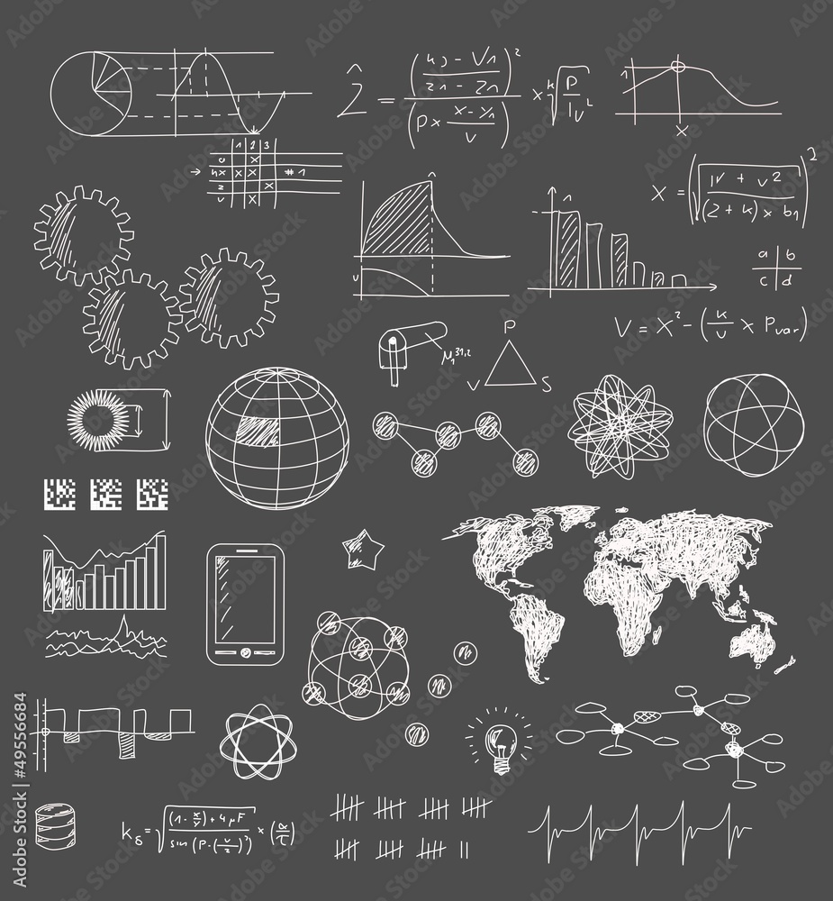 Gezeichnete Elemente - Technologie - Ideen - Lösungen