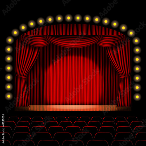 stage with red curtain