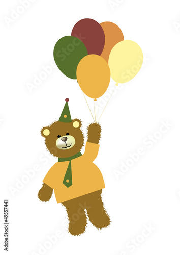 Smiling Teddy bear with balloons