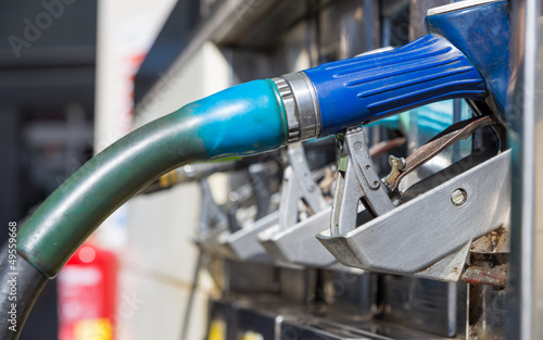 gas pump nozzles closeup