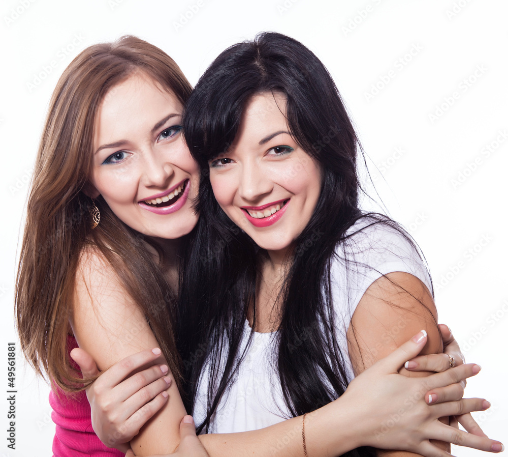 Two women hugging. Two women hugging.