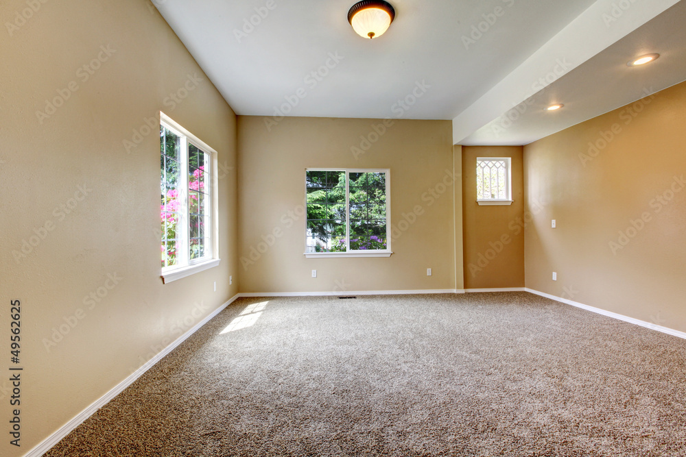 Fototapeta premium Empty new beige room with vaulted ceiling.