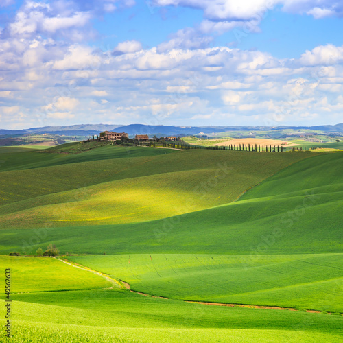 Tuscany, Crete Senesi green fields and rolling hills, Italy. © stevanzz