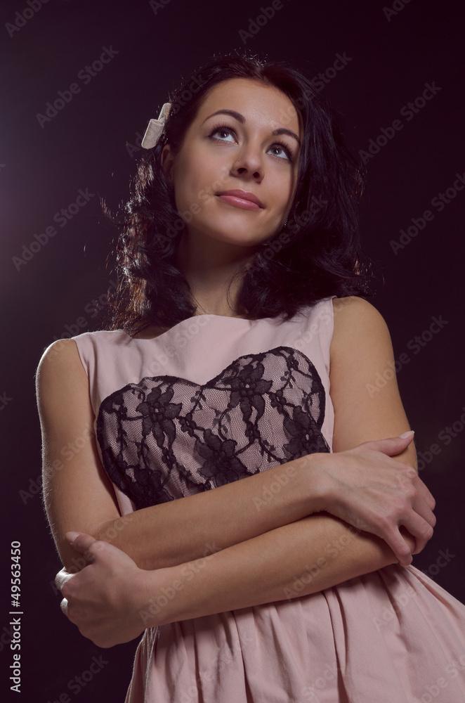 Beautiful woman standing thinking Beautiful woman standing thinking
