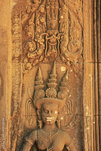 Wall bar-relief, Chau Say Tevoda temple, Cambodia photo