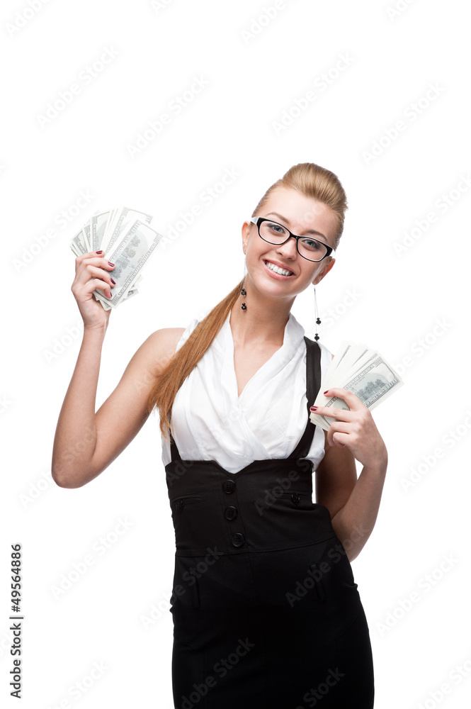 businesswoman holding money