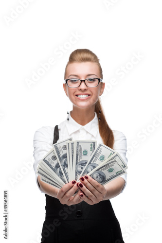 businesswoman holding money