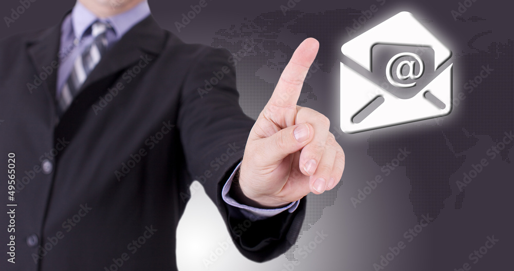 business man et écran mail tactile business man et écran mail tactile