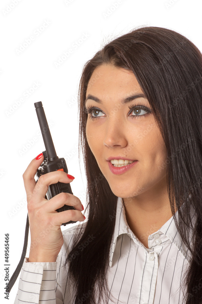 Business woman on the walkie-talkie Business woman on the walkie-talkie