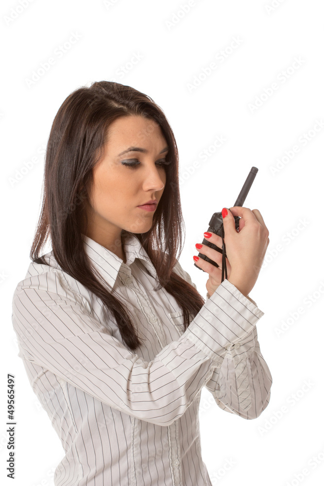 Business woman on the walkie-talkie Business woman on the walkie-talkie