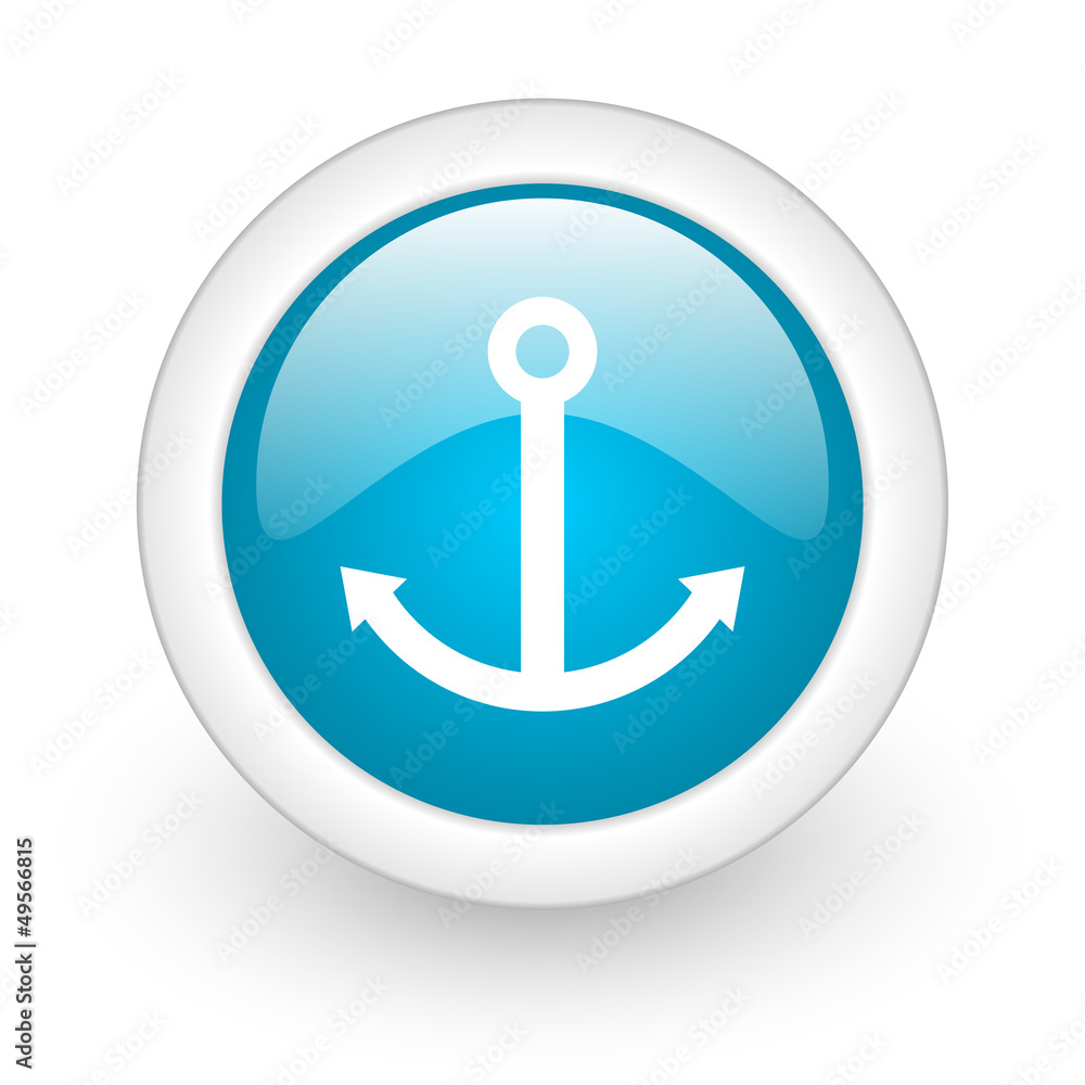 anchor blue circle glossy web icon on white background anchor blue circle glossy web icon on white background