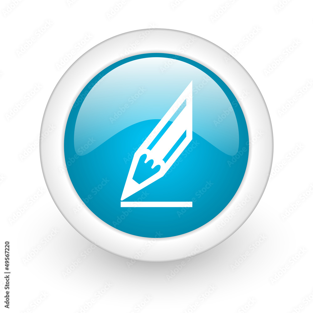 draw blue circle glossy web icon on white background