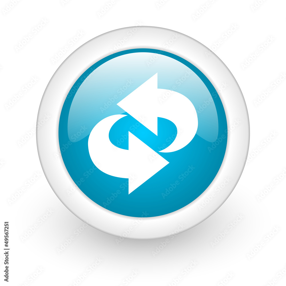 rotate blue circle glossy web icon on white background rotate blue circle glossy web icon on white background