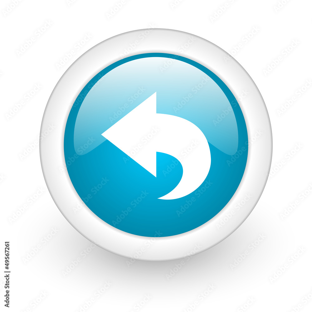 back blue circle glossy web icon on white background back blue circle glossy web icon on white background