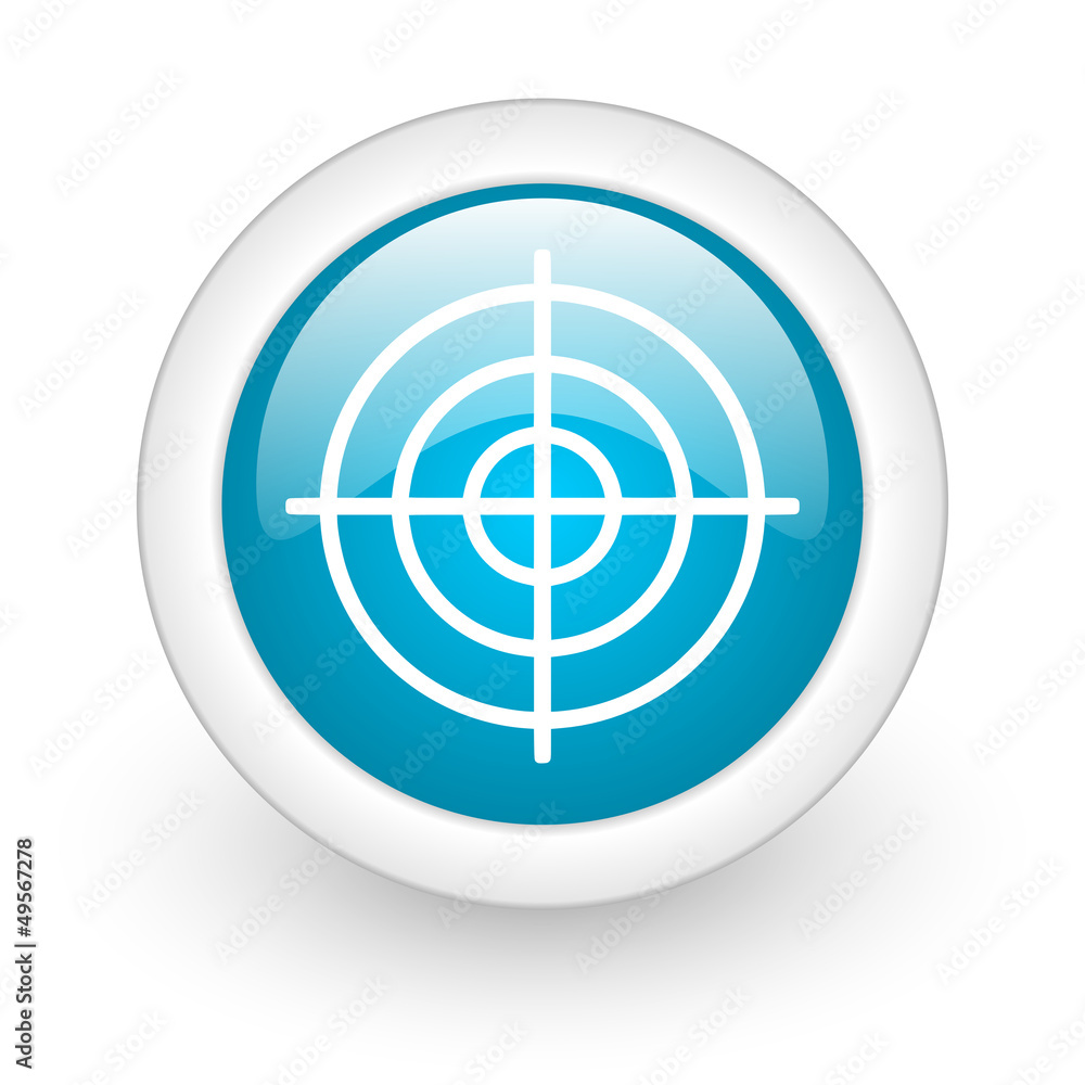 target blue circle glossy web icon on white background target blue circle glossy web icon on white background