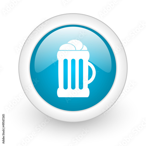 beer blue circle glossy web icon on white background