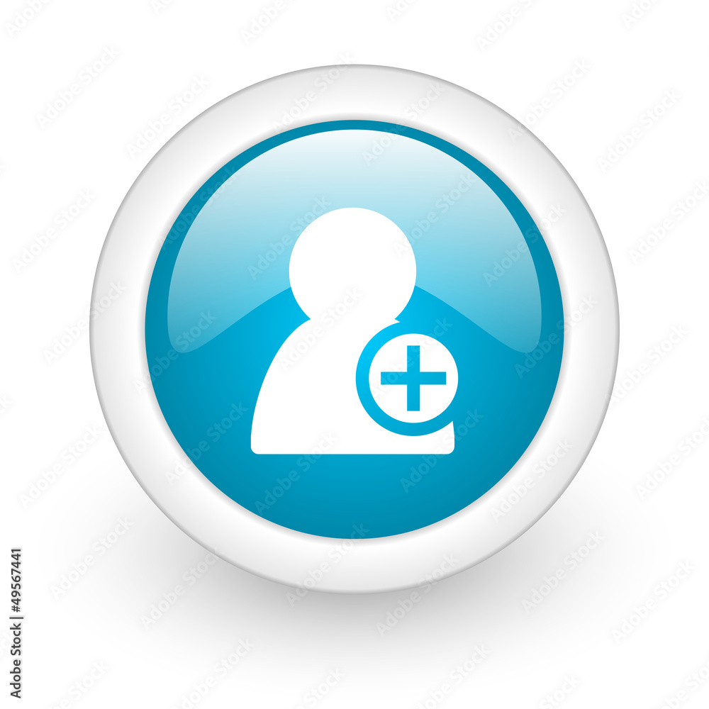 add contact blue circle glossy web icon on white background add contact blue circle glossy web icon on white background