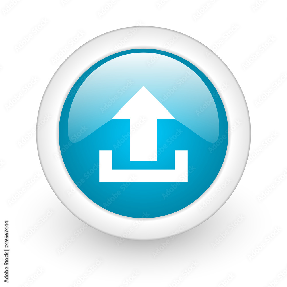 upload blue circle glossy web icon on white background upload blue circle glossy web icon on white background