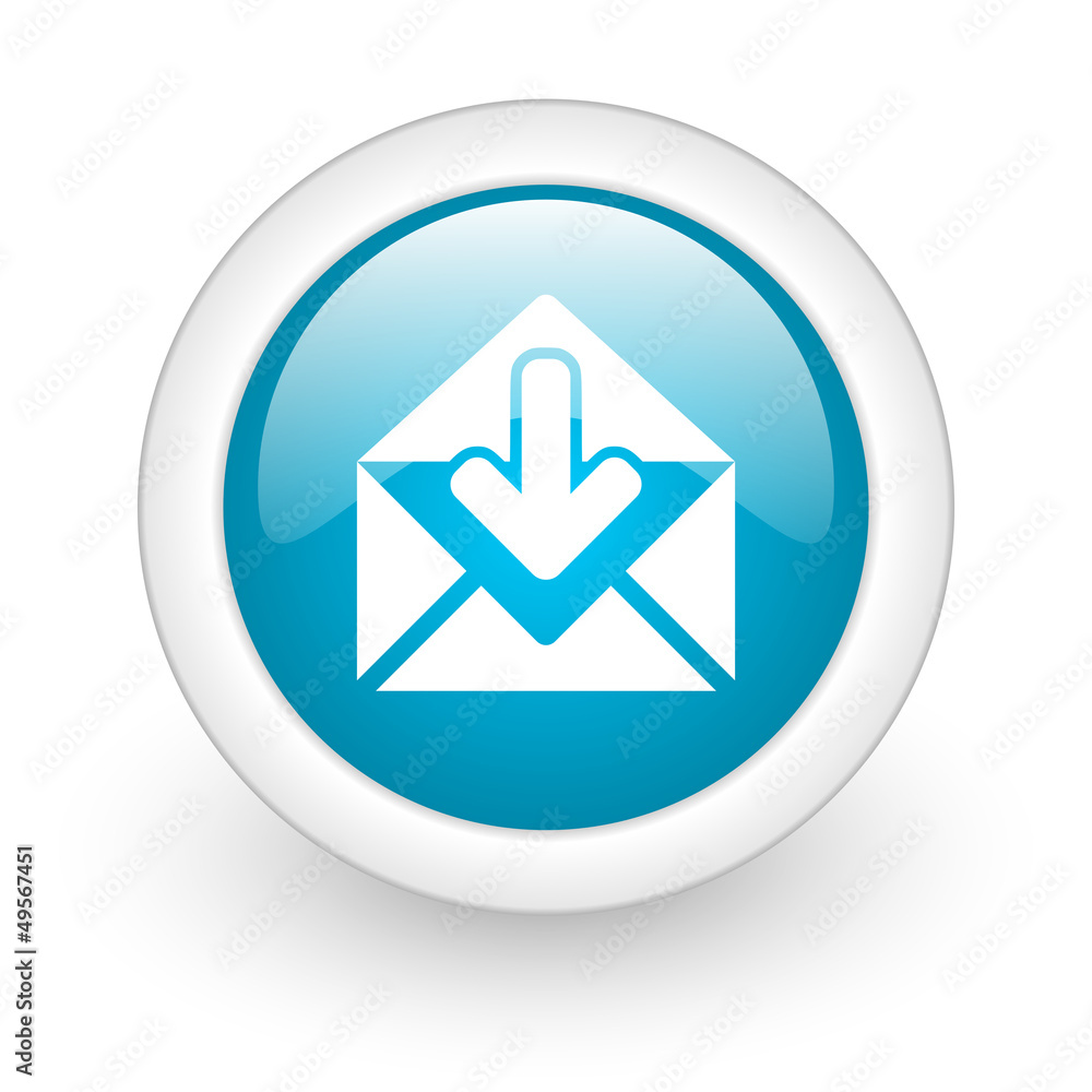 mail blue circle glossy web icon on white background mail blue circle glossy web icon on white background