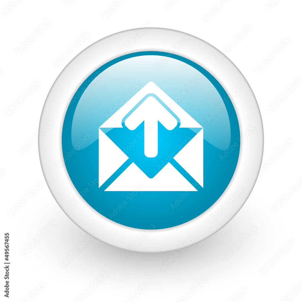 mail blue circle glossy web icon on white background mail blue circle glossy web icon on white background