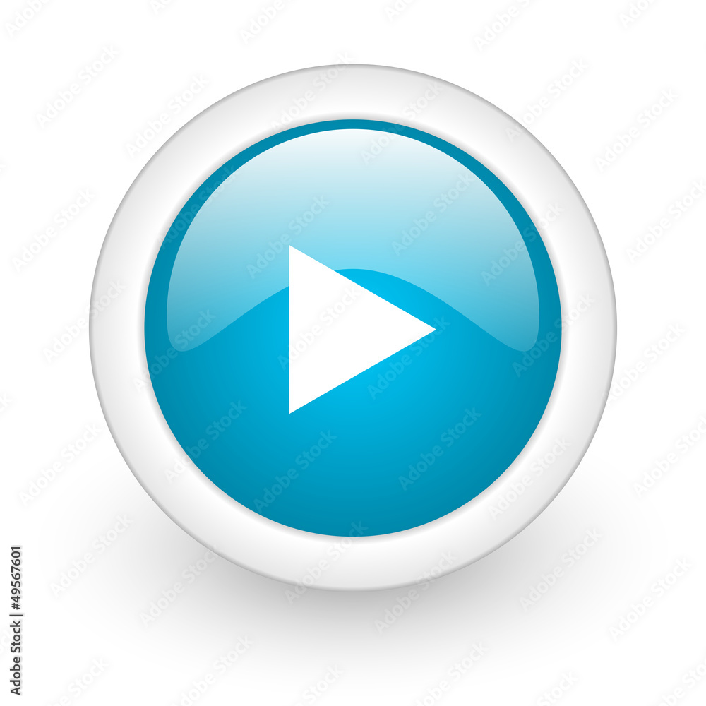 play blue circle glossy web icon on white background play blue circle glossy web icon on white background