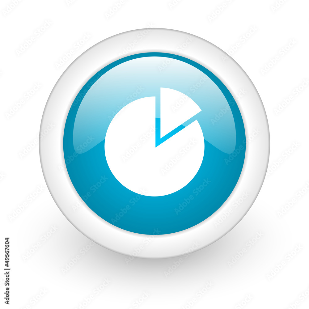 chart blue circle glossy web icon on white background chart blue circle glossy web icon on white background
