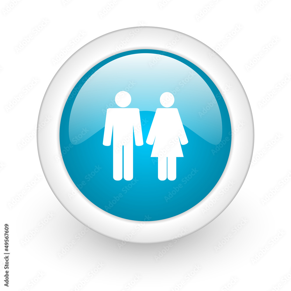 couple blue circle glossy web icon on white background couple blue circle glossy web icon on white background