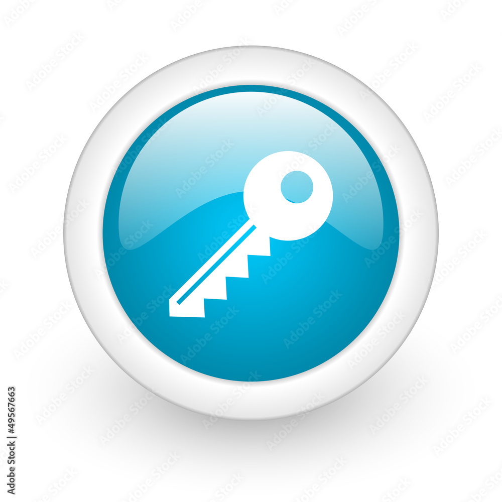 key blue circle glossy web icon on white background key blue circle glossy web icon on white background