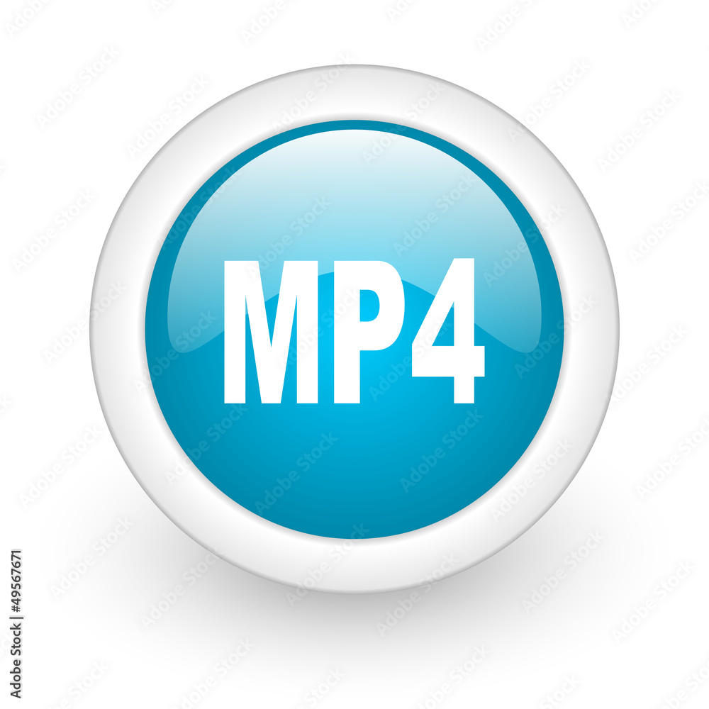 mp4 blue circle glossy web icon on white background mp4 blue circle glossy web icon on white background