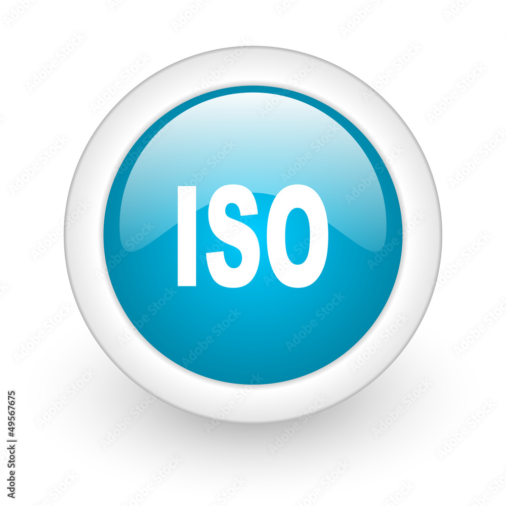 iso blue circle glossy web icon on white background iso blue circle glossy web icon on white background