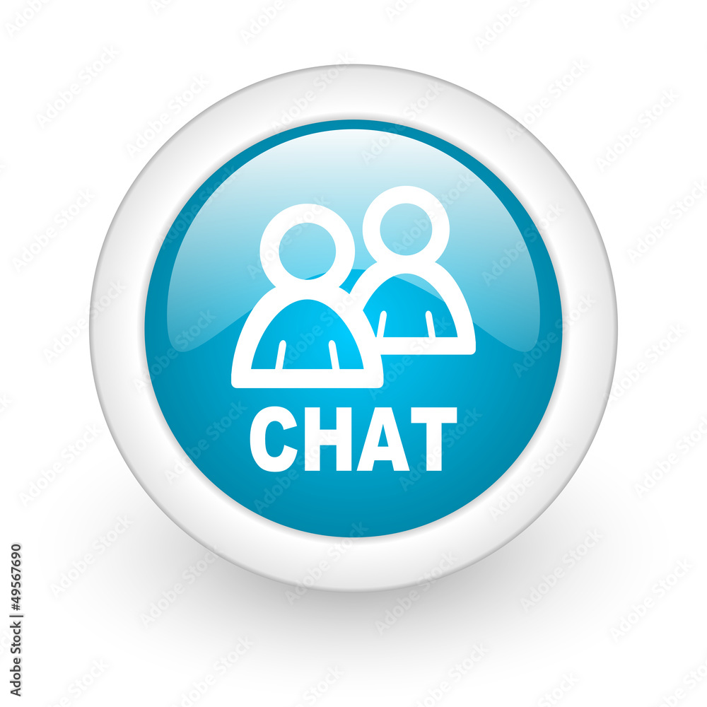 chat blue circle glossy web icon on white background chat blue circle glossy web icon on white background