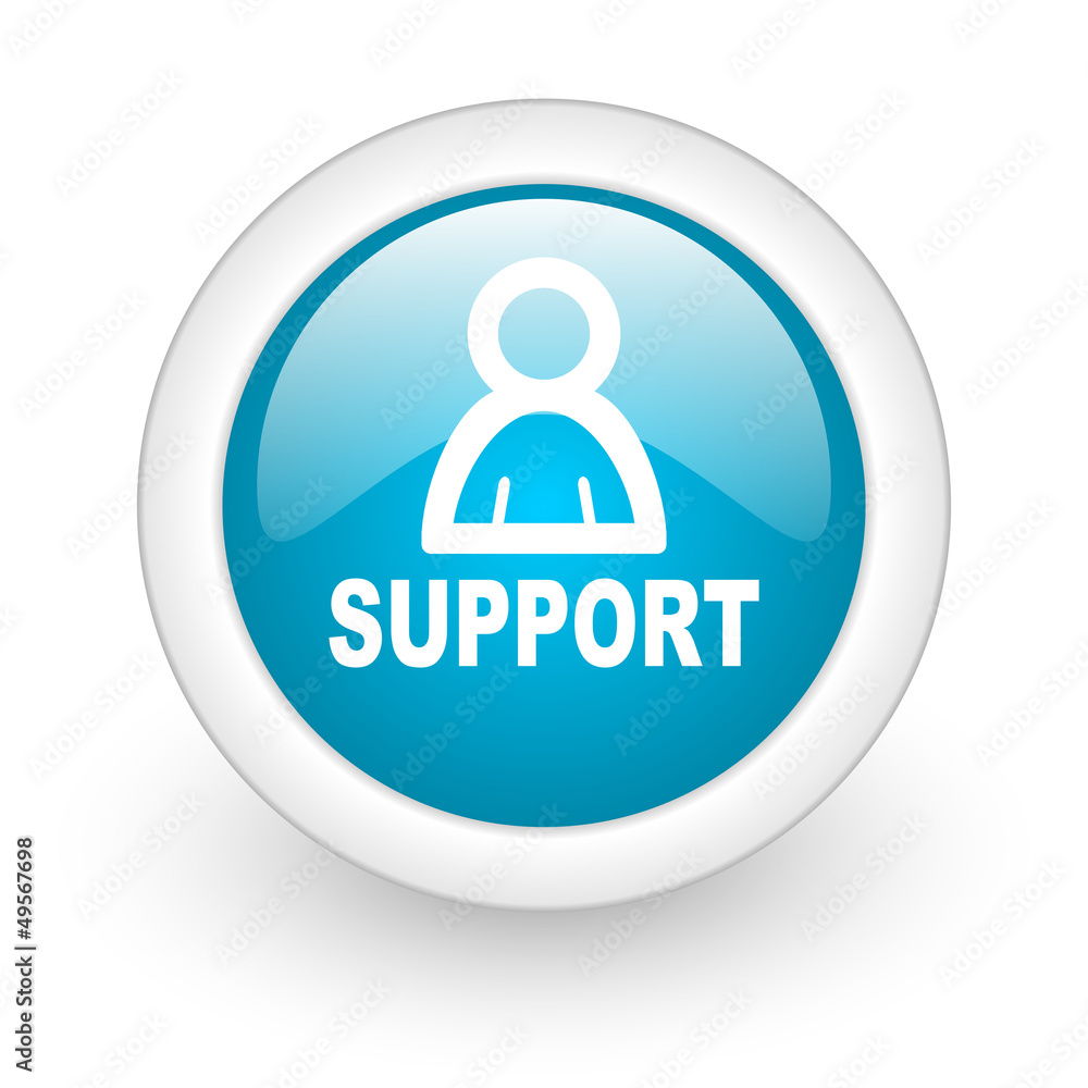 support blue circle glossy web icon on white background support blue circle glossy web icon on white background