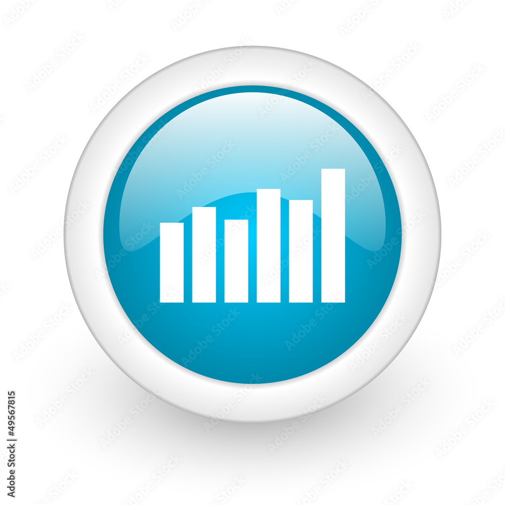 bar graph blue circle glossy web icon on white background bar graph blue circle glossy web icon on white background