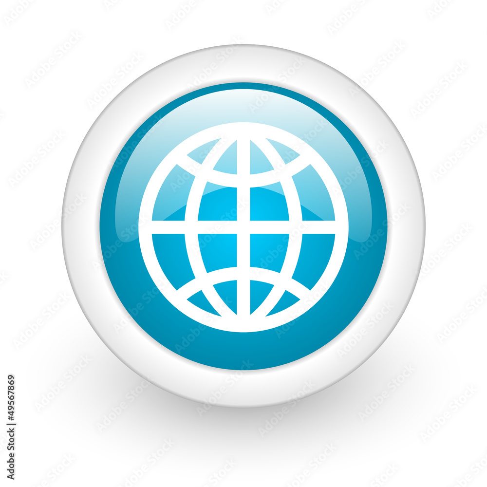 earth blue circle glossy web icon on white background earth blue circle glossy web icon on white background