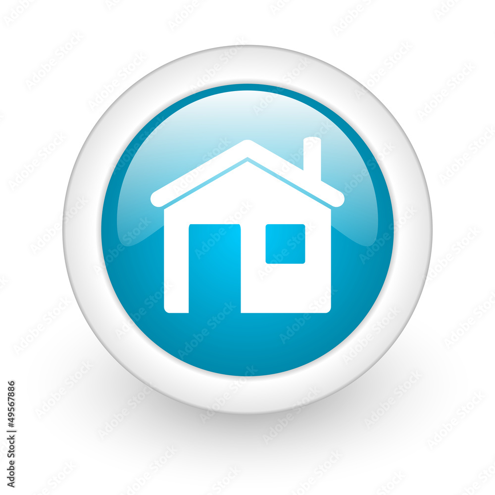 home blue circle glossy web icon on white background home blue circle glossy web icon on white background