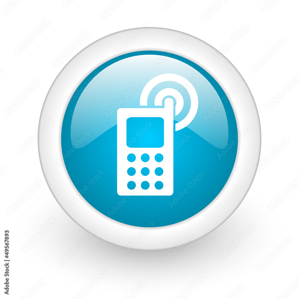 cellphone blue circle glossy web icon on white background cellphone blue circle glossy web icon on white background